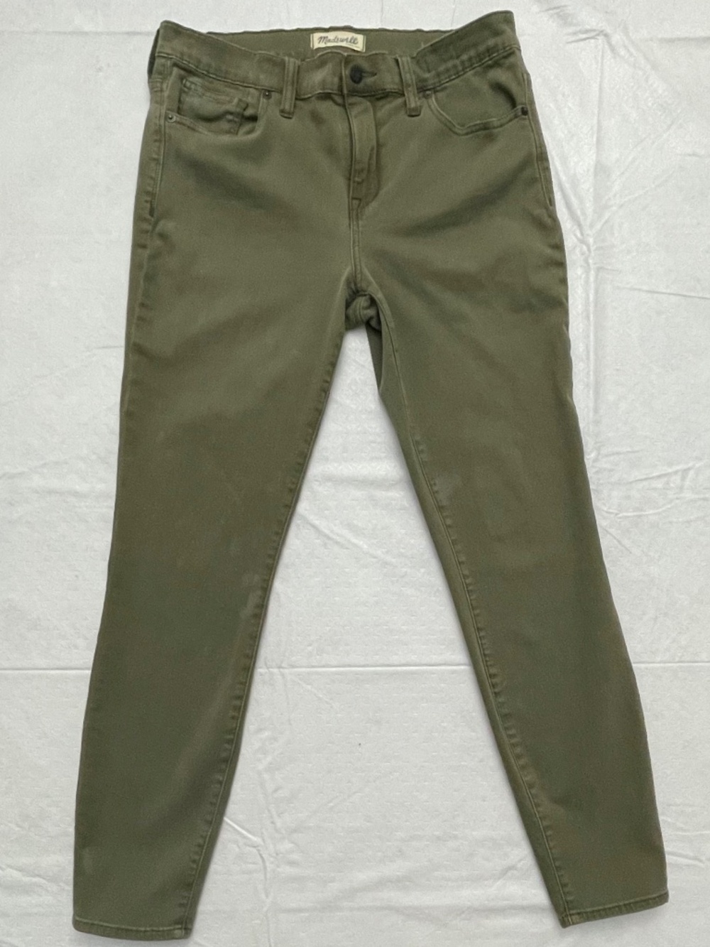 Womens Madewell High Riser Skinny Jeans, Olive Green Size 30